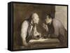 Two Drinkers, circa 1857-69-Honore Daumier-Framed Stretched Canvas