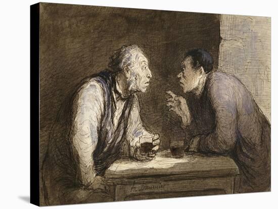 Two Drinkers, circa 1857-69-Honore Daumier-Stretched Canvas