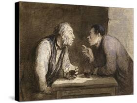 Two Drinkers, circa 1857-69-Honore Daumier-Stretched Canvas