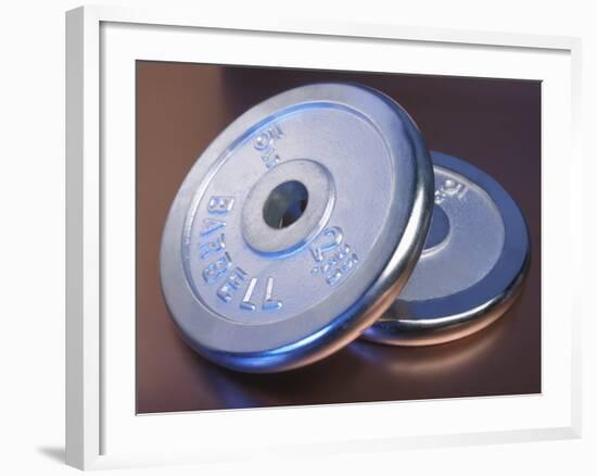 Two Dumbbell Weights for a Workout-null-Framed Photographic Print