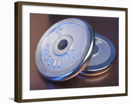 Two Dumbbell Weights for a Workout-null-Framed Photographic Print