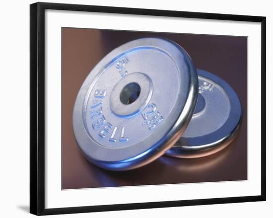 Two Dumbbell Weights for a Workout-null-Framed Photographic Print