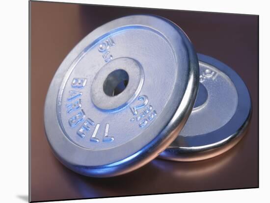 Two Dumbbell Weights for a Workout-null-Mounted Photographic Print