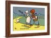 Two Dutch Children Wearing Traditional Costume Chase a Goose Home-null-Framed Art Print