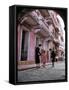 Two Eastern Airlines Stewardesses Talking to Native Girl on Street-null-Framed Stretched Canvas