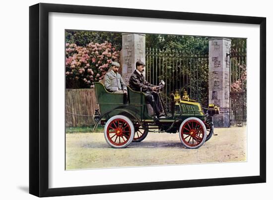 Two Edwardian Gentlemen Sitting in a Motor Car, 1902-1903-John & Son Swan-Framed Giclee Print