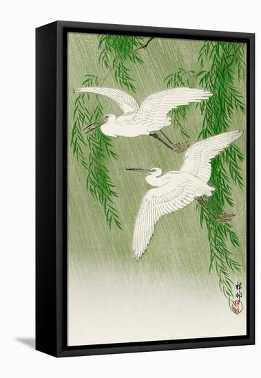 Two Egrets and Willow Tree-Koson Ohara-Framed Stretched Canvas