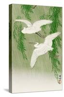 Two Egrets and Willow Tree-Koson Ohara-Stretched Canvas