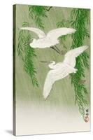 Two Egrets and Willow Tree-Koson Ohara-Stretched Canvas