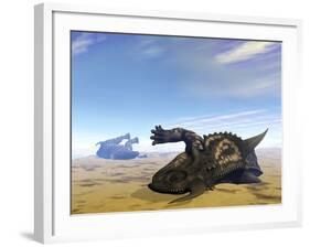 Two Einiosaurus Dinosaurs Dead in the Desert Because of Lack of Water-Stocktrek Images-Framed Art Print
