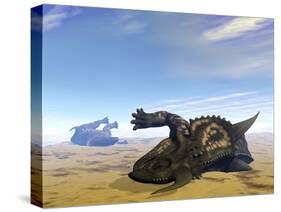 Two Einiosaurus Dinosaurs Dead in the Desert Because of Lack of Water-Stocktrek Images-Stretched Canvas