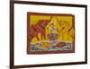 Two Elephants Bathing Gaja Lakshmi-null-Framed Art Print