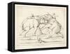 Two Elephants Fighting with Men on Their Backs-Lemaitre-Framed Stretched Canvas