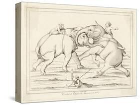 Two Elephants Fighting with Men on Their Backs-Lemaitre-Stretched Canvas
