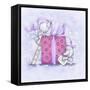 Two Elephants with Present-MAKIKO-Framed Stretched Canvas