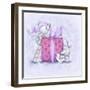 Two Elephants with Present-MAKIKO-Framed Giclee Print