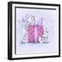 Two Elephants with Present-MAKIKO-Framed Giclee Print