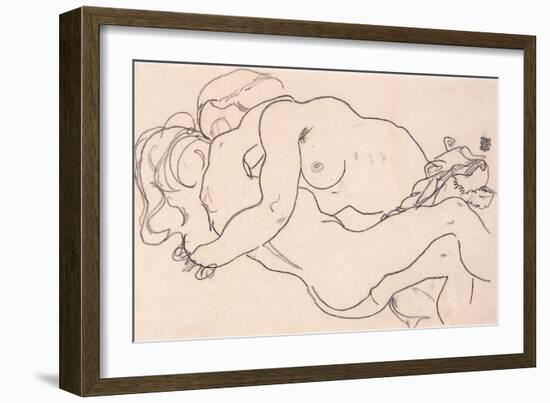 Two Embracing Female Nudes, 1918-Egon Schiele-Framed Giclee Print