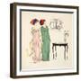 Two Empire Line Day Dresses from 'Les Robes De Paul Poiret' Pub. 1908 (Pochoir Print)-Paul Iribe-Framed Giclee Print