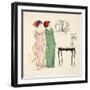 Two Empire Line Day Dresses from 'Les Robes De Paul Poiret' Pub. 1908 (Pochoir Print)-Paul Iribe-Framed Giclee Print