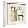 Two Empire Line Day Dresses from 'Les Robes De Paul Poiret' Pub. 1908 (Pochoir Print)-Paul Iribe-Framed Giclee Print