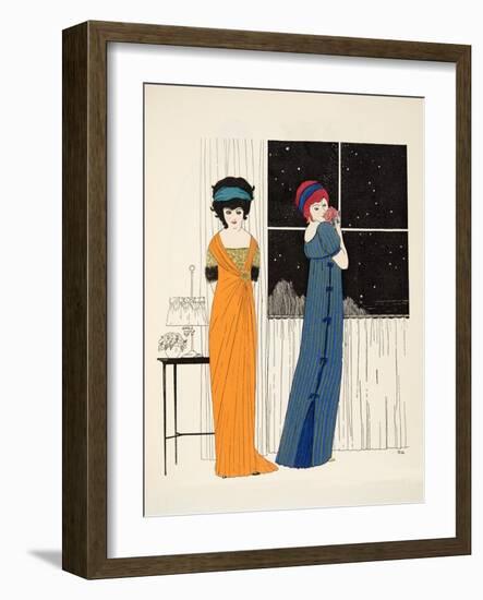 Two Empire Line Dresses from 'Les Robes De Paul Poiret' Pub. 1908 (Pochoir Print)-Paul Iribe-Framed Giclee Print