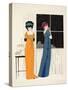 Two Empire Line Dresses from 'Les Robes De Paul Poiret' Pub. 1908 (Pochoir Print)-Paul Iribe-Stretched Canvas