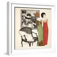 Two Empire Line Dresses from 'Les Robes De Paul Poiret' Pub. 1908 (Pochoir Print)-Paul Iribe-Framed Giclee Print