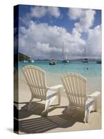 Two Empty Beach Chairs on Sandy Beach on the Island of Jost Van Dyck in the British Virgin Islands-Donald Nausbaum-Stretched Canvas