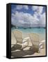 Two Empty Beach Chairs on Sandy Beach on the Island of Jost Van Dyck in the British Virgin Islands-Donald Nausbaum-Framed Stretched Canvas