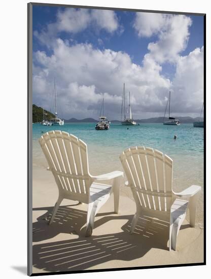 Two Empty Beach Chairs on Sandy Beach on the Island of Jost Van Dyck in the British Virgin Islands-Donald Nausbaum-Mounted Photographic Print