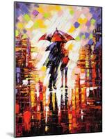 Two Enamoured Under An Umbrella-balaikin2009-Mounted Art Print