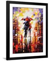 Two Enamoured Under An Umbrella-balaikin2009-Framed Art Print