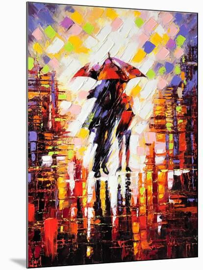 Two Enamoured Under An Umbrella-balaikin2009-Mounted Art Print