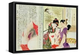Two Erotic Illustrations from a Scroll-null-Framed Stretched Canvas