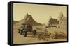 Two Explorers Collect Rock Samples to Take Back to their Mars Habitat-Stocktrek Images-Framed Stretched Canvas