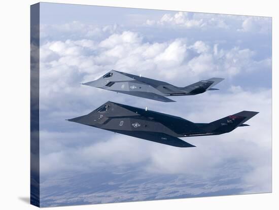 Two F-117 Nighthawk Stealth Fighters in Flight Over New Mexico-Stocktrek Images-Stretched Canvas