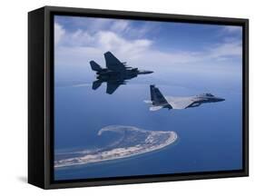Two F-15 Eagles Fly High Over Cape Cod, Massachusetts-Stocktrek Images-Framed Stretched Canvas
