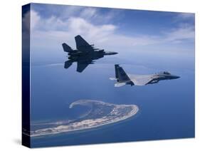 Two F-15 Eagles Fly High Over Cape Cod, Massachusetts-Stocktrek Images-Stretched Canvas