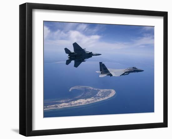 Two F-15 Eagles Fly High Over Cape Cod, Massachusetts-Stocktrek Images-Framed Photographic Print