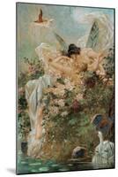 Two Fairies Embracing in a Landscape with a Swan-Hans Zatzka-Mounted Art Print