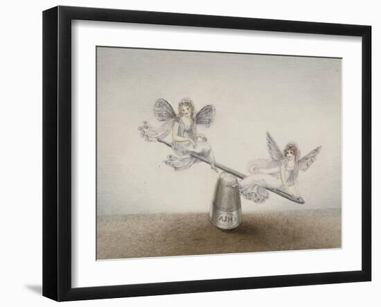 Two Fairies Playing See-Saw on a Needle Resting on a Thimble-Amelia Jane Murray-Framed Giclee Print