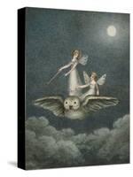 Two Fairies Standing on the Back of an Owl Beneath a Moon-Amelia Jane Murray-Stretched Canvas