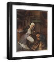 Two Farmers Enjoying a Meal-Adriaen Ostade-Framed Collectable Print