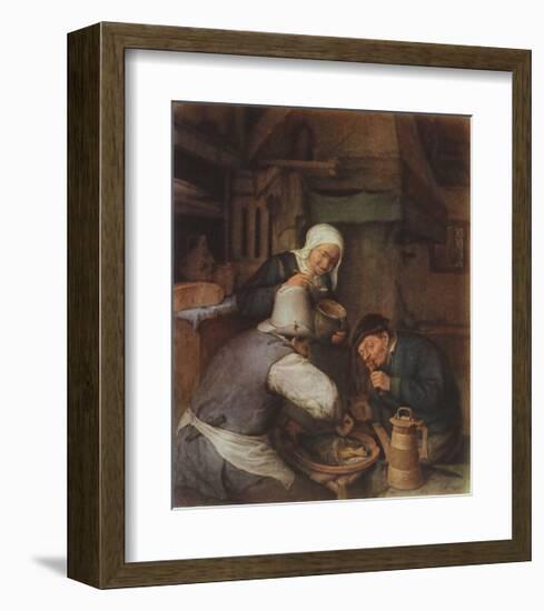 Two Farmers Enjoying a Meal-Adriaen Ostade-Framed Collectable Print