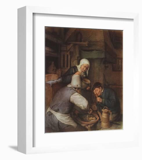 Two Farmers Enjoying a Meal-Adriaen Ostade-Framed Collectable Print