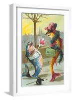 Two Fashionable Fish Meet on the Street-null-Framed Art Print