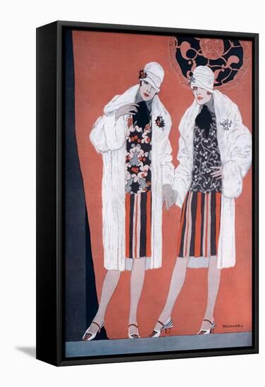 Two Fashionable Flapper Girls-null-Framed Stretched Canvas