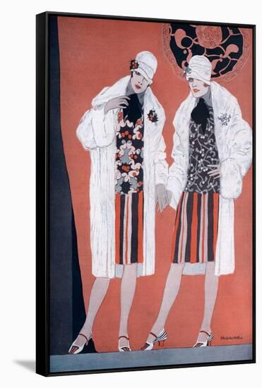 Two Fashionable Flapper Girls-null-Framed Stretched Canvas