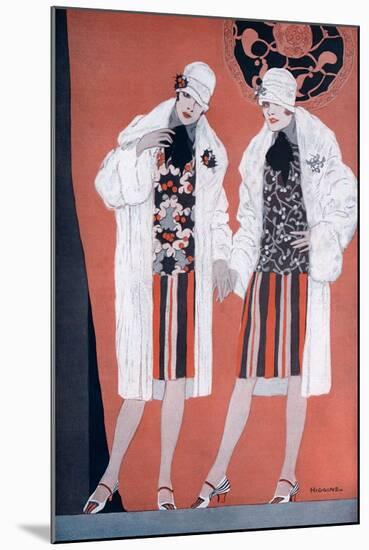 Two Fashionable Flapper Girls-null-Mounted Art Print